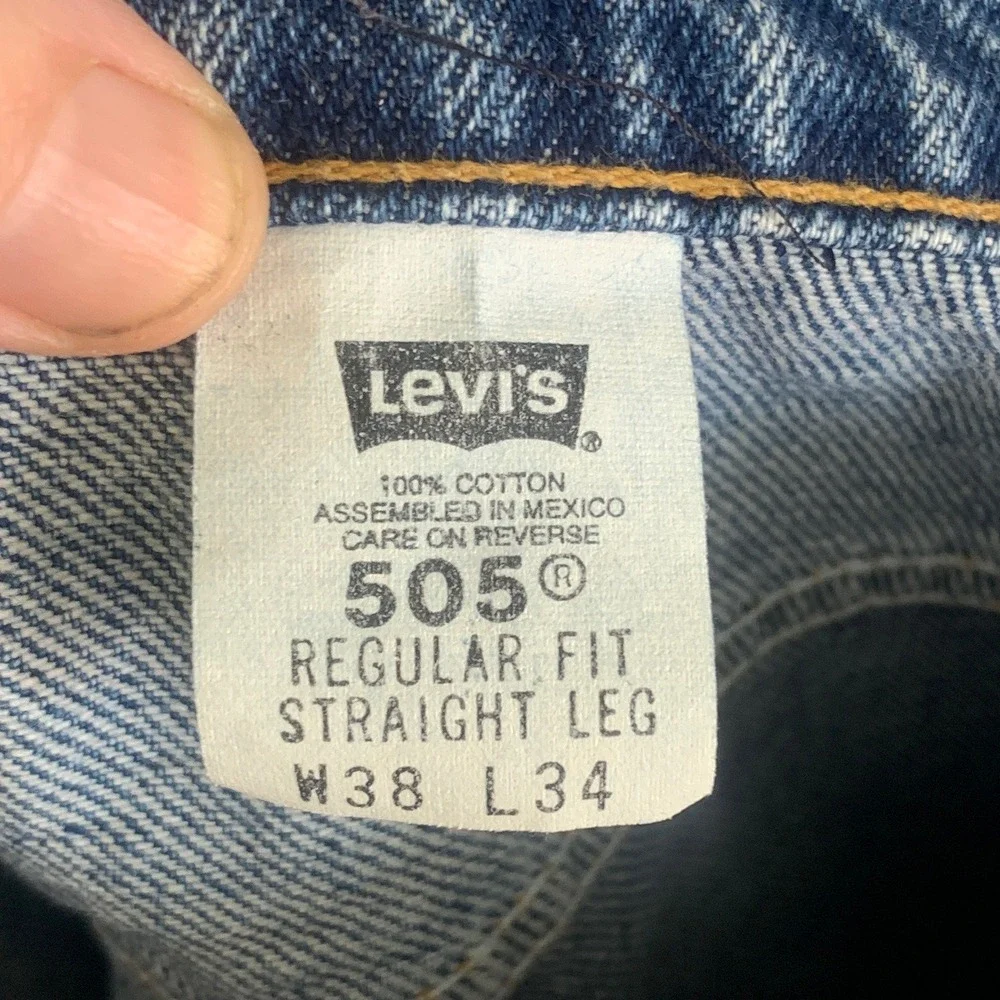 VTG Levi's 505 Jeans Mens 38x33 Blue Orange Tab Regular Straight Leg 1997